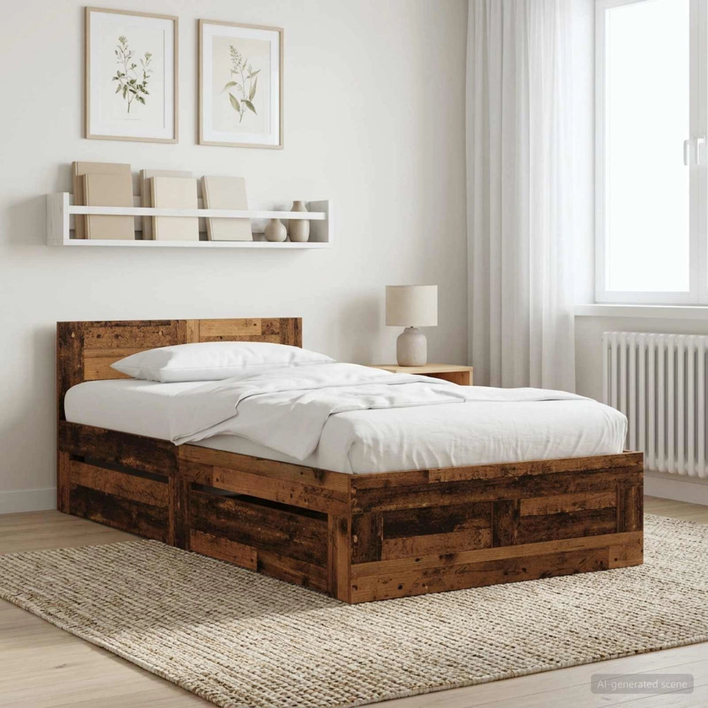 Struttura del letto 2 pz Legno antico Legno ingegnerizzato 3429680
