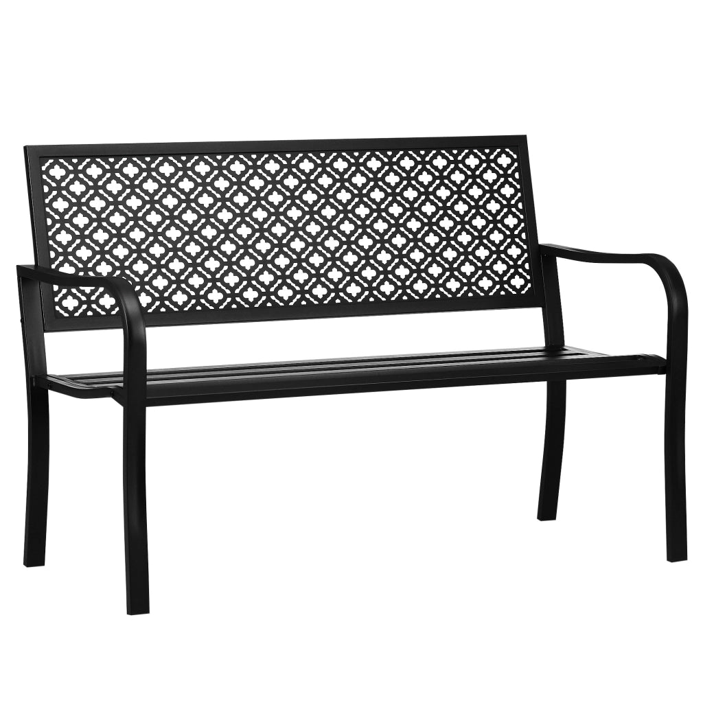 Panchina da Giardino 2 Posti ¨C Zephmum ¨C Acciaio Nero 127x63x83 cm