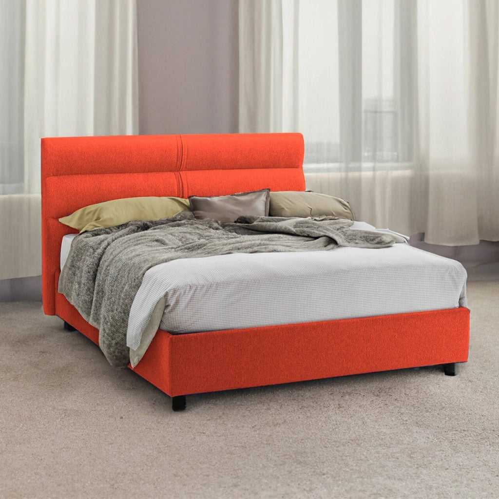 Letto Matrimoniale Bedero, Letto Matrimoniale Materasso Incluso Made in Italy, Arancione