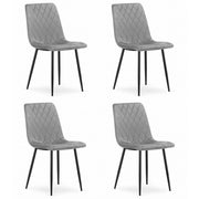 Set di 4 Sedie Turin in Velluto Grigio e Metallo