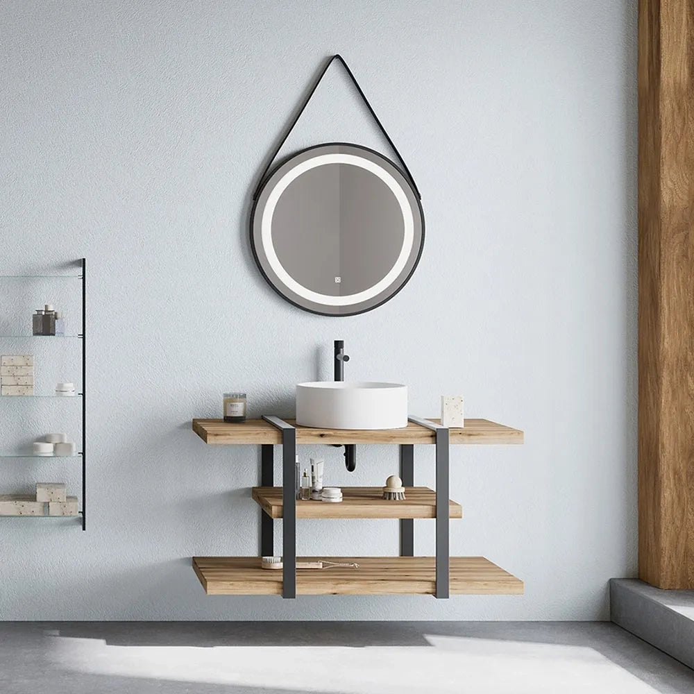 Mensola per lavabo d'appoggio 100 cm in legno rovere naturale  Linea
