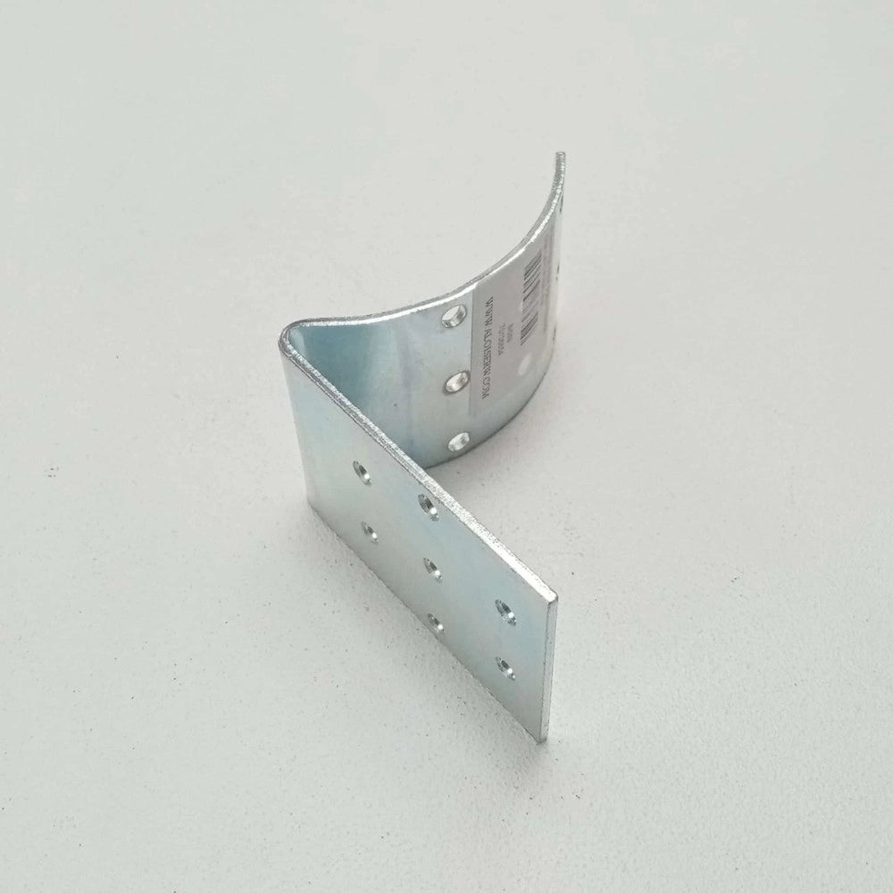 Piastra 80x80mm ad angolo per giunzione di pali tondi e quadri zincata bianca