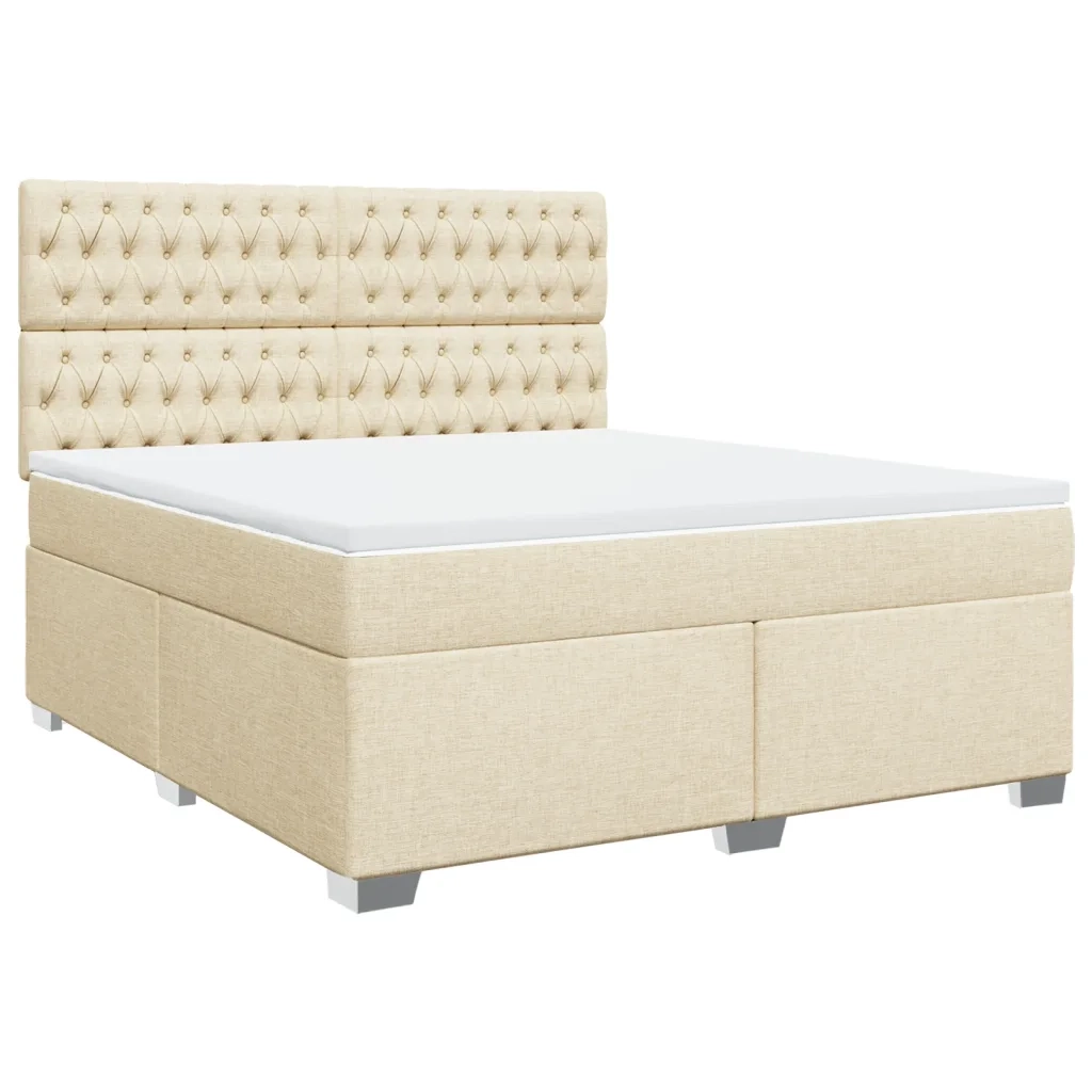 Giroletto a Molle con Materasso Crema 180x200 cm in Tessuto