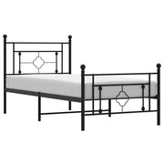 Letto singolo | Letto per adulti | Giroletto con Testiera e Pediera Metallo Nero 100x200 cm