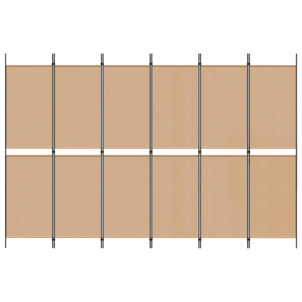 Divisore per Stanza a 6 Pannelli Beige 300 x 200 cm Tessuto 42039222