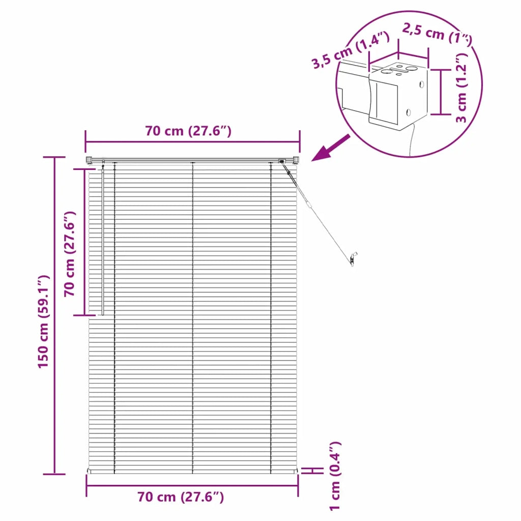 Tenda Veneziana Marrone Scuro con Motivo 150 x 70 cm PVC 42003787