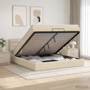Letto ottomano con materasso Crema 140 x 200 cm Tessuto 3456252