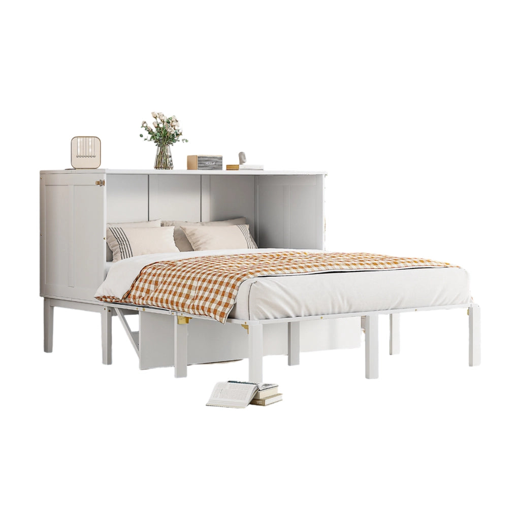 Letto a scomparsa 140x200 cm pieghevole verticale in legno