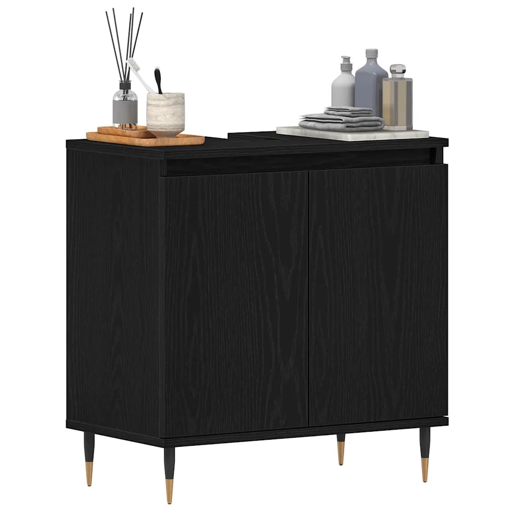 Armadio per Lavabo da Bagno Rovere Nero 58 x 33 x 60 cm 862887
