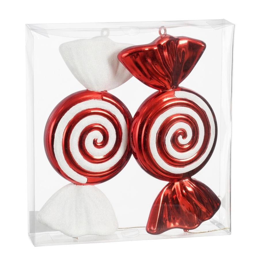 DECORAZIONE NATALIZIA CARAMELLE PZ2 ROSSO E BIANCO 15X6X32CM EDELMAN