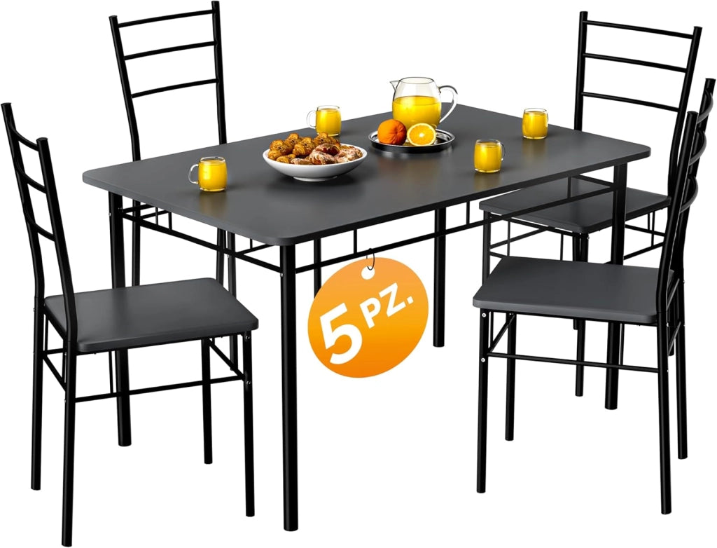 ® Gruppo di Sedute Leo Set 5 Pezzi Tavolo da Pranzo con 4 Sedie Set di Mobili per Sala Cucina Soggiorno Salotto Set da Pranzo Tavoli Sedia