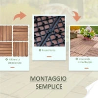 Piastrelle per Esterni Pavimento in Legno, Set 27 Pezzi Montaggio a Incastro, 30x30x2.5cm