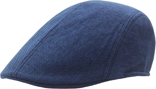 Cappello da uomo in cotone e lino imitativo, pet baseball respirante, cappello dei giornalai britannici, blu.