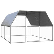 Pollaio/recinto/gabbia per polli da esterno 3 x 4 x 2 m acciaio zincato argento 02_0044010