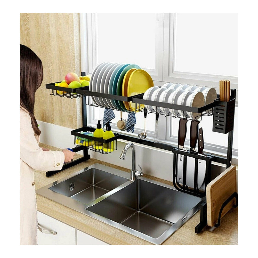Trade Shop - Scolapiatti Colapiatti Base Appoggio In Acciaio 86x52 Organizer Cucina Scaffale -