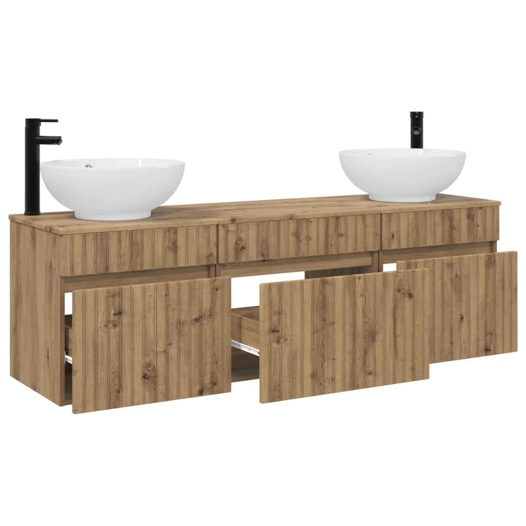 Set di Armadi da Bagno 3 pz Rovere Artigianale 3405766