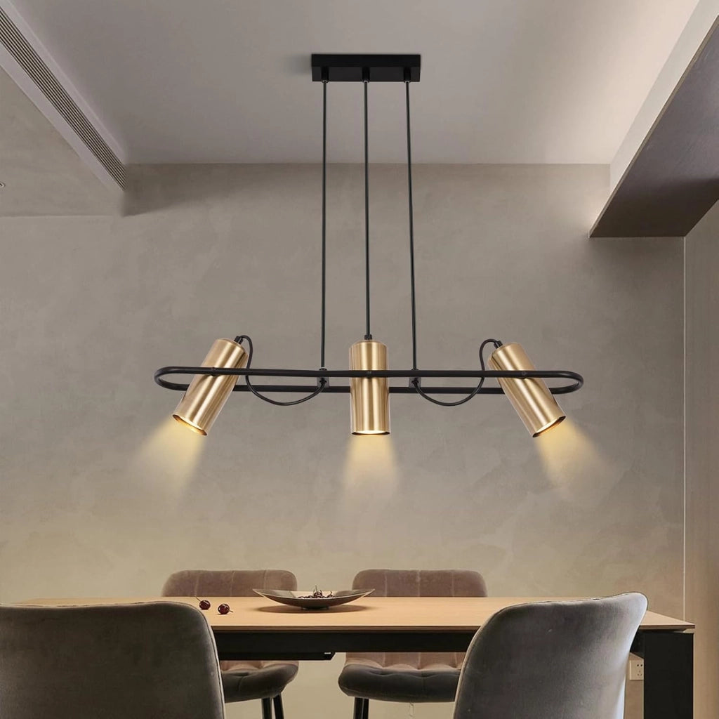 Lampada a Sospensione ZMH Vintage 3 Fiamme Lampada a Sospensione Sala da Pranzo Design Industriale Oro GU10
