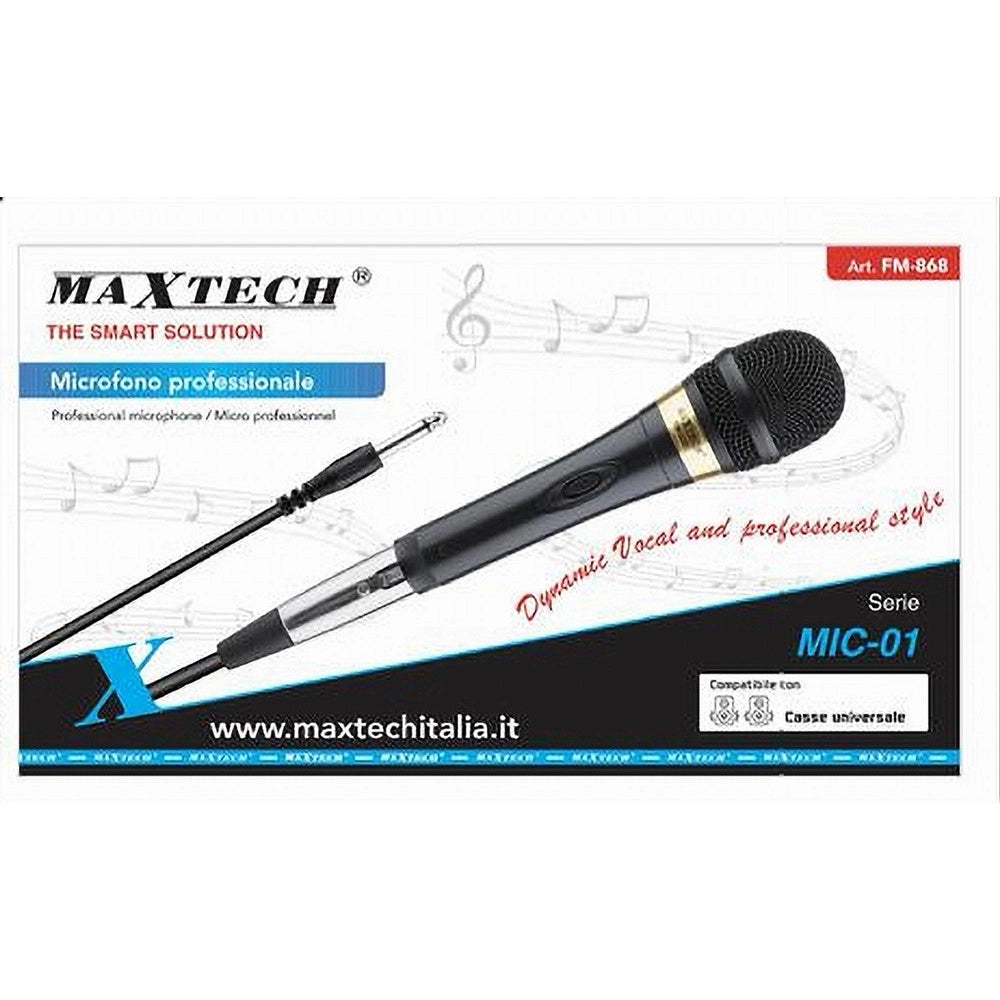 Trade Shop - Microfono Con Cavo Karaoke Feste Dinamico 3.2 Mt Xlr-jack On/off Mic-01 Fm-868 -