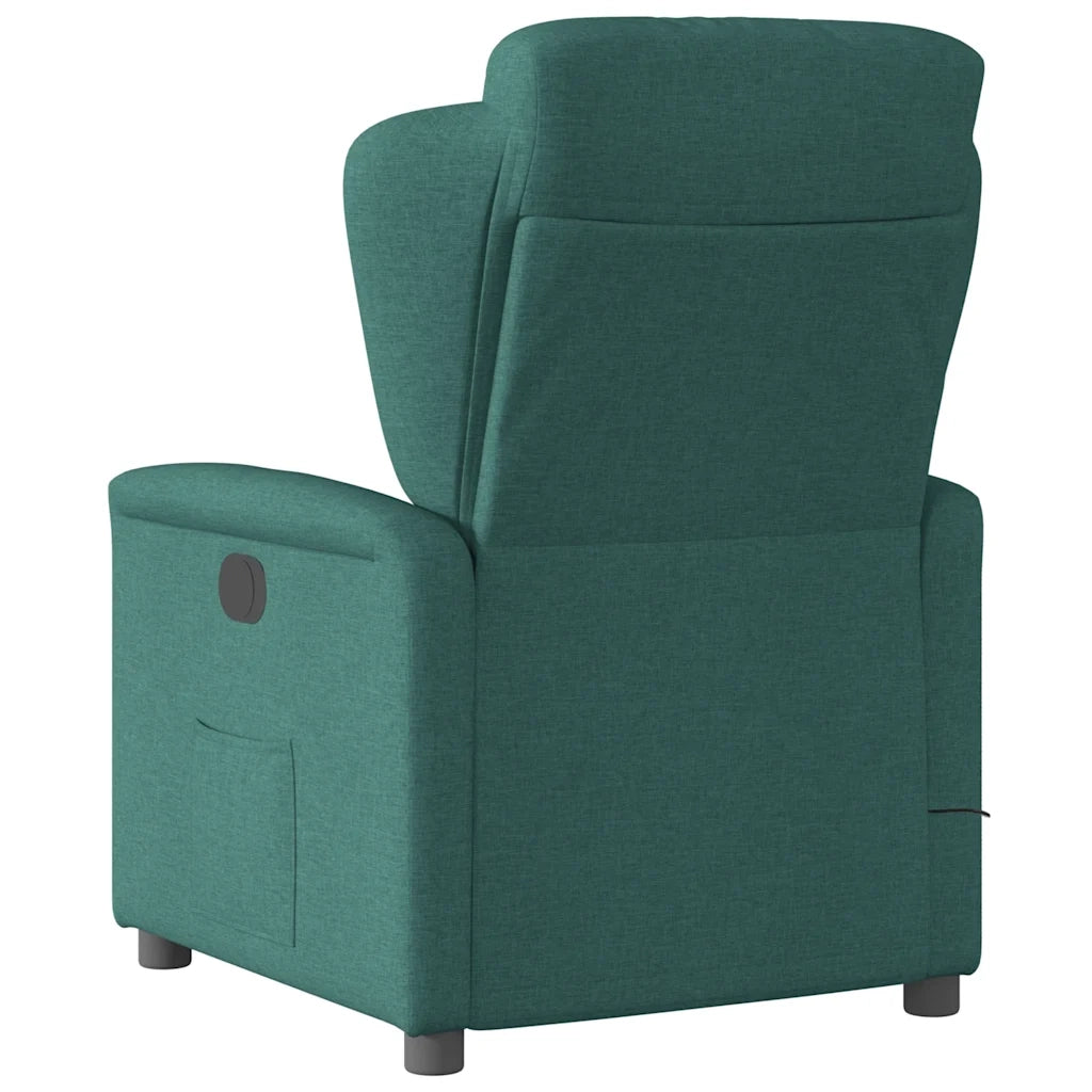Poltrona Massaggiante | Sedia Relax Reclinabile Elettrica Verde Scuro Tessuto