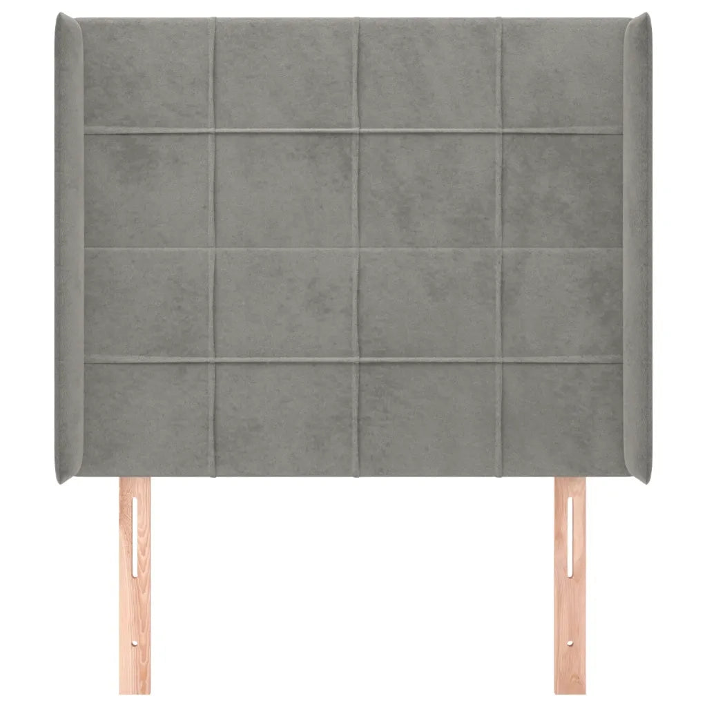 Testiera ad Orecchio-Testata con Orecchie Grigio Chiaro 83x16x118/128 cm in Velluto 312985