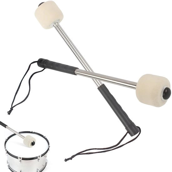 Trombetti in Acciaio Inossidabile - Supporto per Bastoncini a Tamburo - Manico Antiscivolo - 2 Pezzi - 30 cm - Copertura in Velluto - Bastoncini per Tamburo