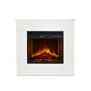 Camino elettrico caminetto da terra in legno bianco Made in Italy MICHELANGELO 96x36x90h