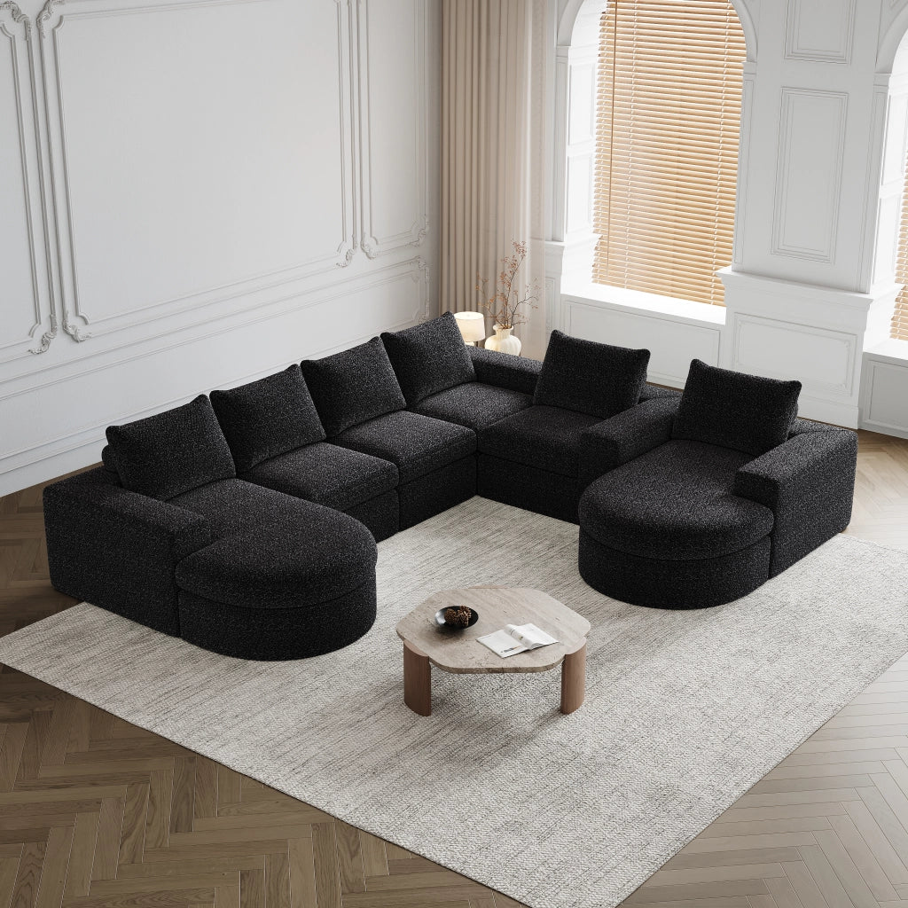 Divano Modulare Angolare con Chaise Longue ¨C MINIMAL ¨C Chenille, 2 Posti
