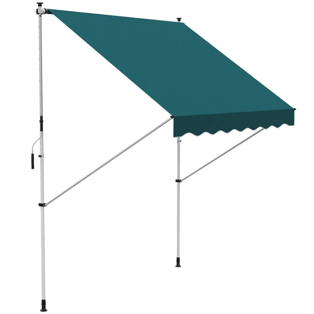 Tenda da Sole da Esterno 2x1.5m a Rullo con Manovella, Altezza e Angolazione Regolabile, Verde