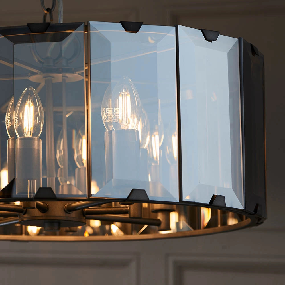 Lampadario Clooney Endon vetro fumé 8xE14 grigio ardesia