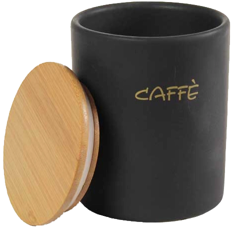 Barattolo in ceramica con tappo di legno COLORI: NERO, Colore e Fantasia: CAFFE
