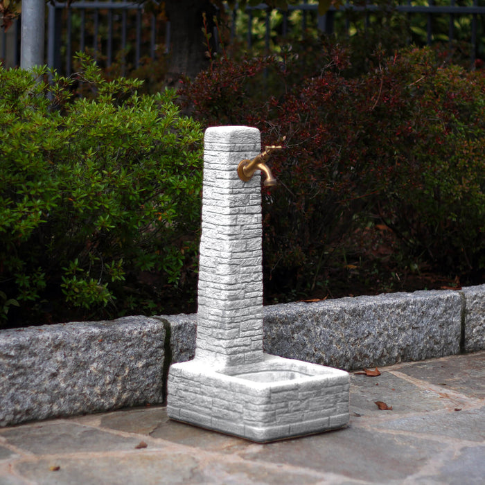 Fontana da Giardino Senza Rubinetto in Cemento Granulato di Marmo Clanezzo Grigio