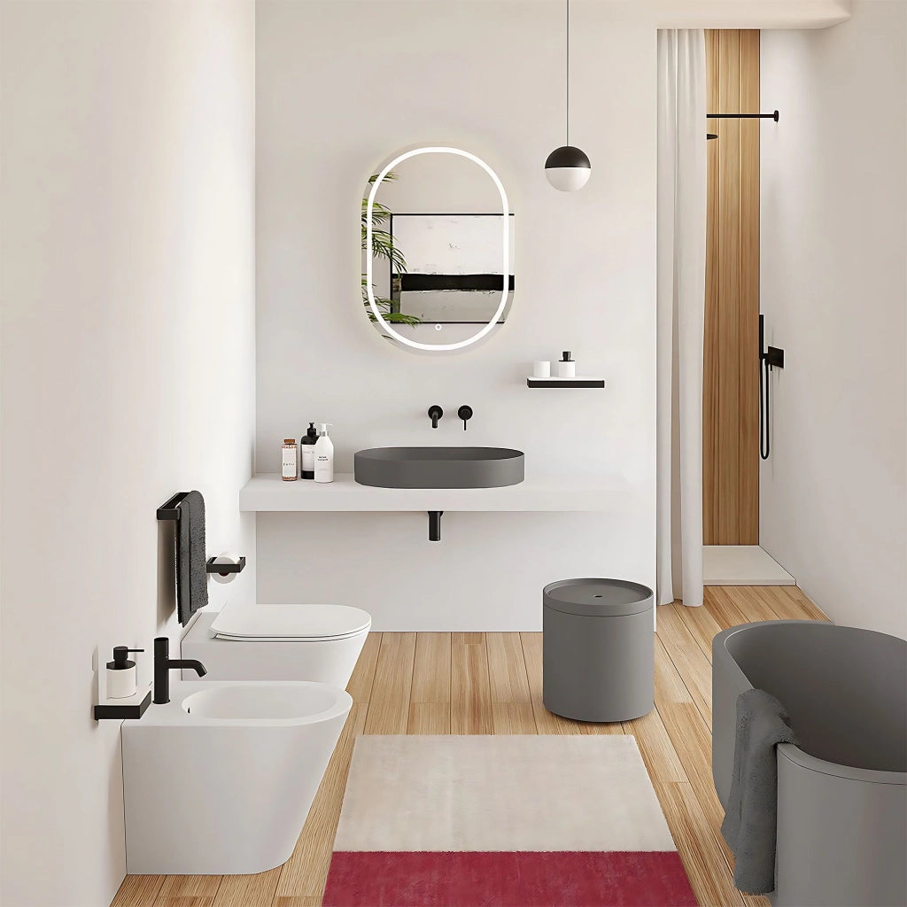 Lavabo In Conglomerato Iris 71 Cm Grey Matt