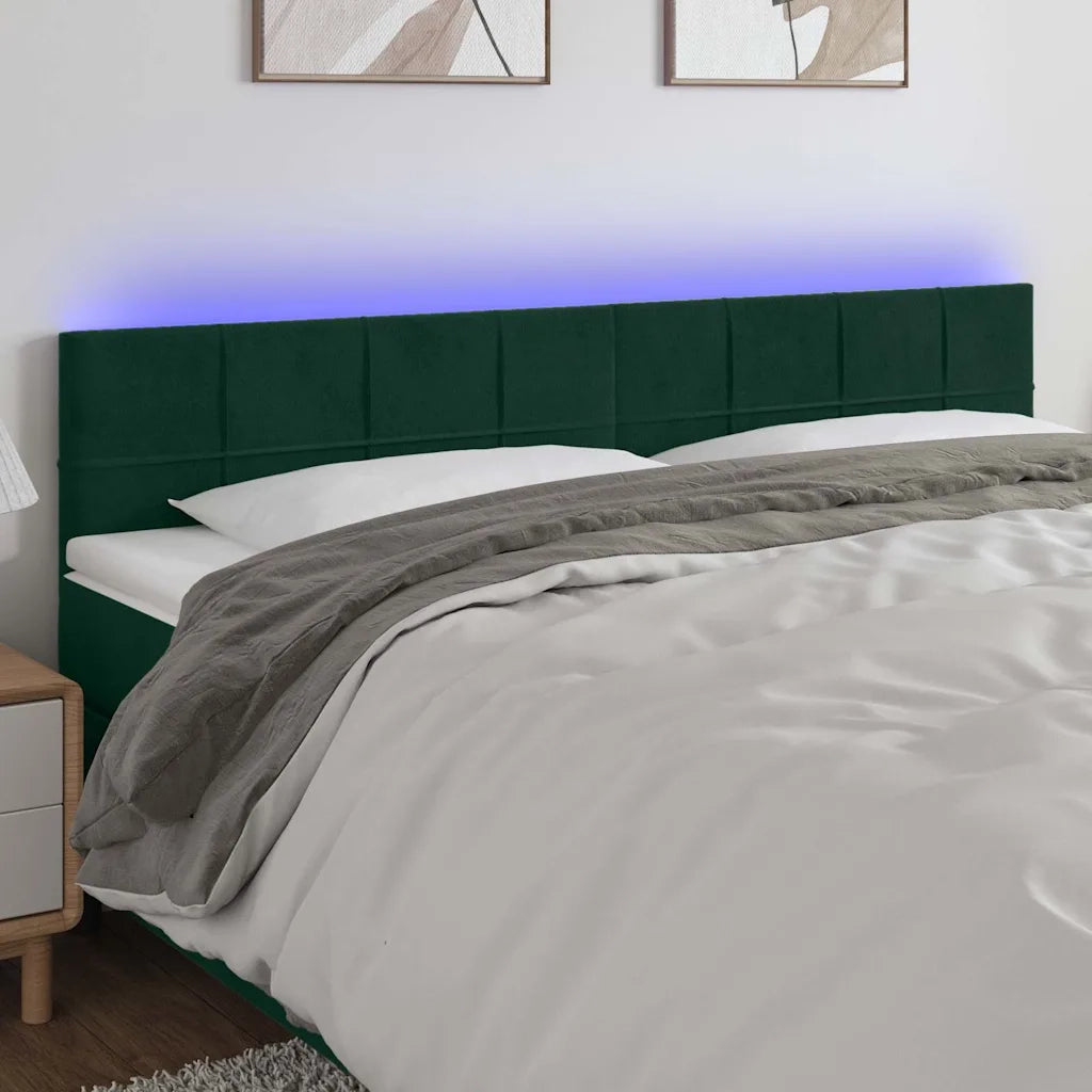 Testiera a LED Verde Scuro 180x5x78/88 cm in Velluto