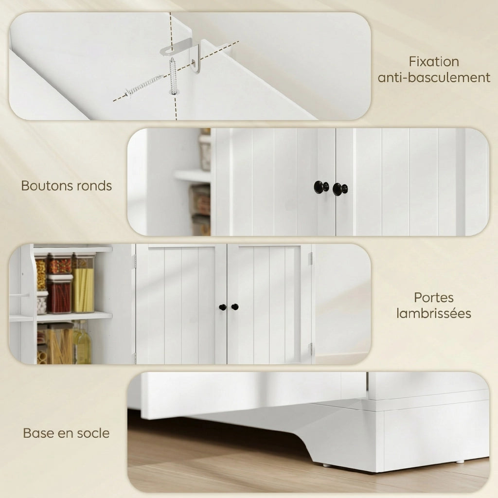Credenza ¨C zephmum ¨C bianco, 3 ante scorrevoli, cassetto, ripiani regolabili