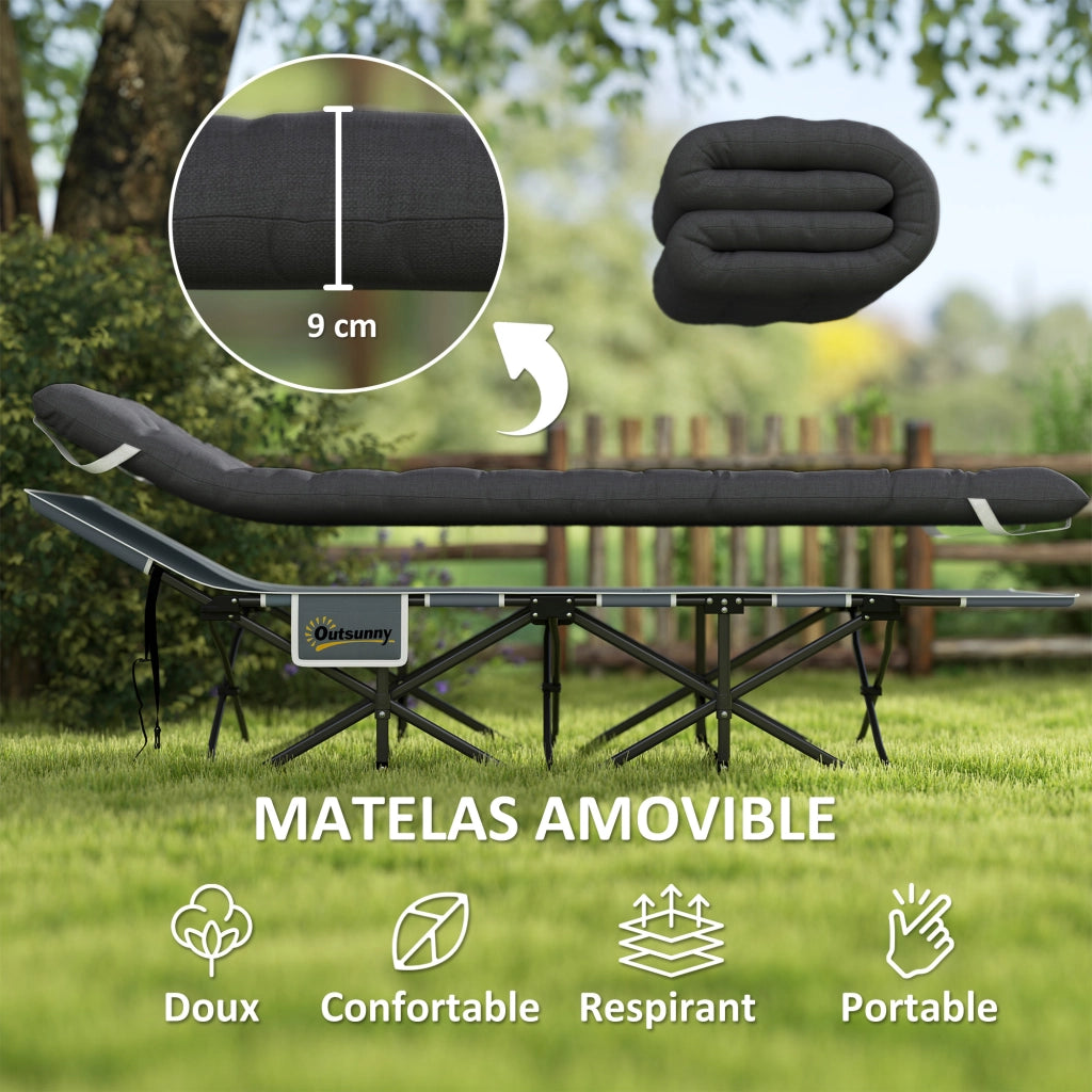 Letto da campeggio pieghevole con materasso ¨C zephmum ¨C nero
