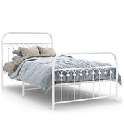 Letto singolo | Letto per adulti | Giroletto con Testiera e Pediera Metallo Bianco 100x190 cm