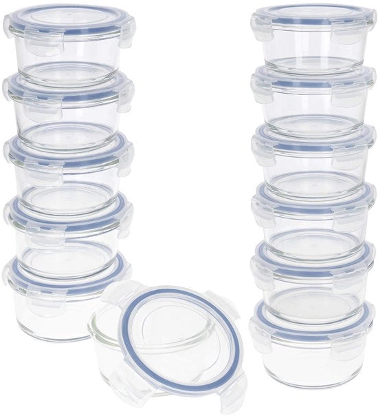 Contenitori in vetro luchtdotti 12 pz 420ml con chiusura ermetica e forma rotonda (44)