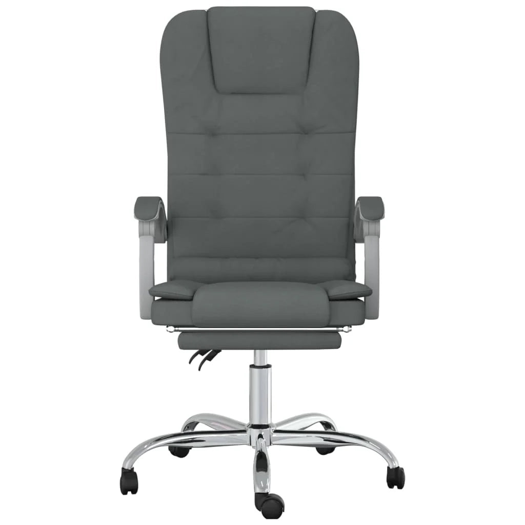 Poltrona da ufficio reclinabile per massaggi per uso al computer tessuto grigio scuro 02_0025389