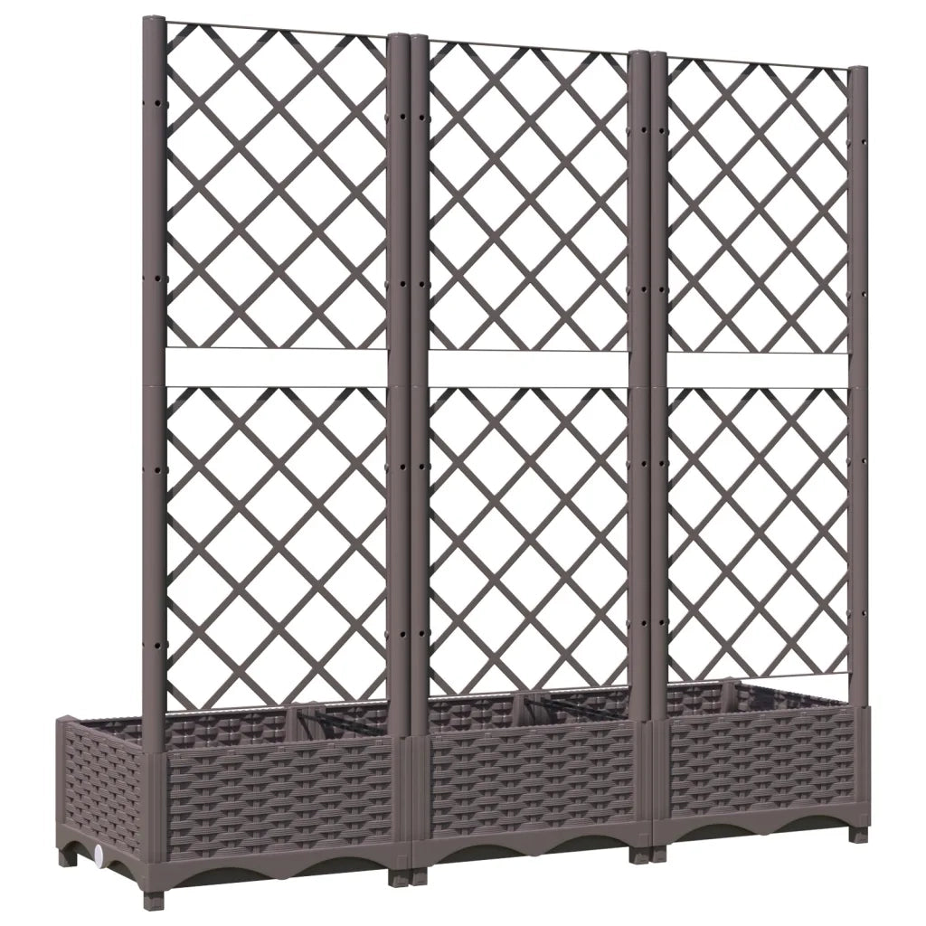 Fioriera | Cassetta per fiori | Vaso da giardino con traliccio marrone 120x40x121,5 cm PP