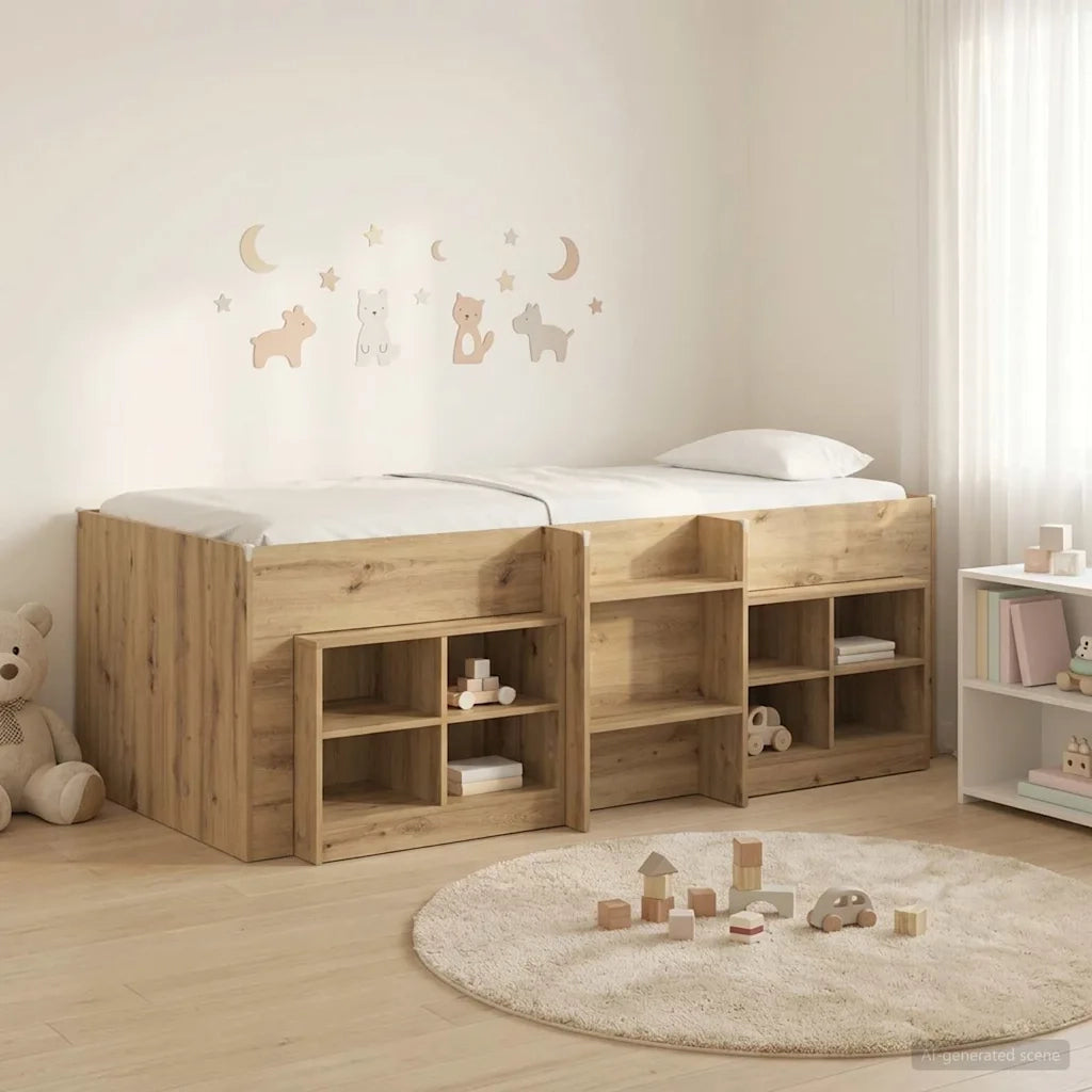 Struttura Letto Loft con Mobile 3 pz Rovere Artigianale 3423421