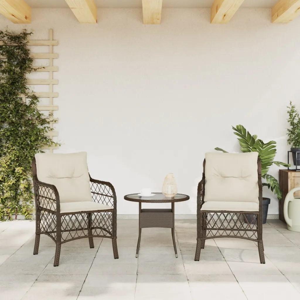 Sedie da Giardino con Cuscini 2 pz Marroni in Polyrattan 365154