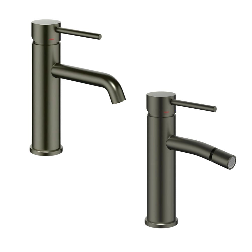 Miscelatori bagno lavabo e bidet serie jazz con leva in metallo e piletta facile installazione *** finitura- canna di...
