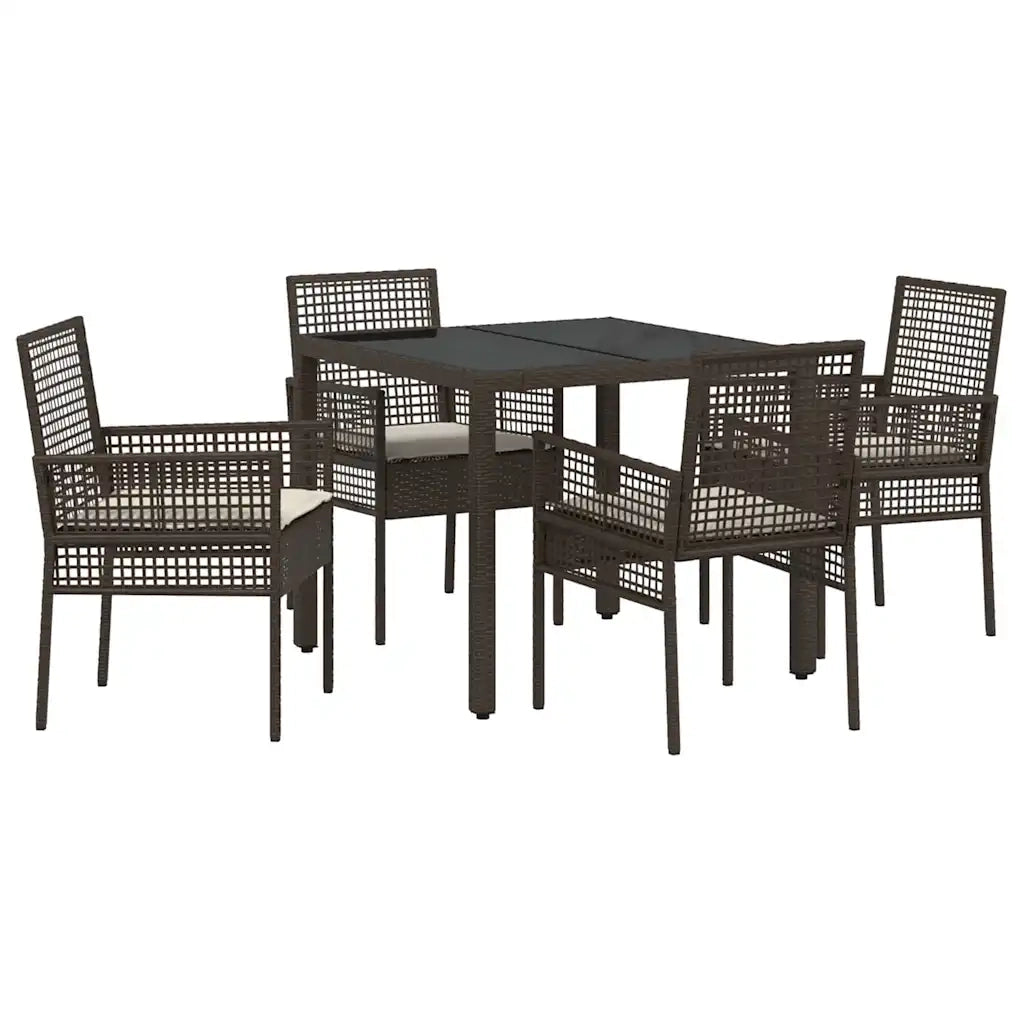 Set da Pranzo per Giardino 5 pz | Set Salotto da Giardino Marrone polyrattan