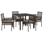 Set da Pranzo per Giardino 5 pz | Set Salotto da Giardino Marrone polyrattan