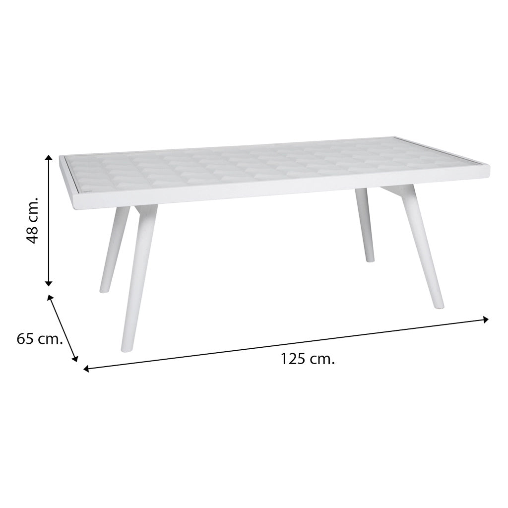 Tavolino in legno laccato bianco 125x65x48h