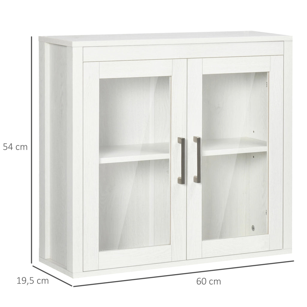 Mobile bagno sospeso con ante in vetro e ripiano regolabile ¨C Xylo ¨C Bianco 60x19,5x54 cm