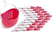 Wasknijpers Magenta, stabili, senza tracce, clip morbide con astuccio per asciugatrice, 40 pezzi, con astuccio per asciugatrice/Viva Magenta bianco/bianco, astuccio per asciugatrice Viva Magenta, bianco