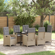 Set da Pranzo da Giardino 7 Pezzi con Cuscini Beige Rattan PE