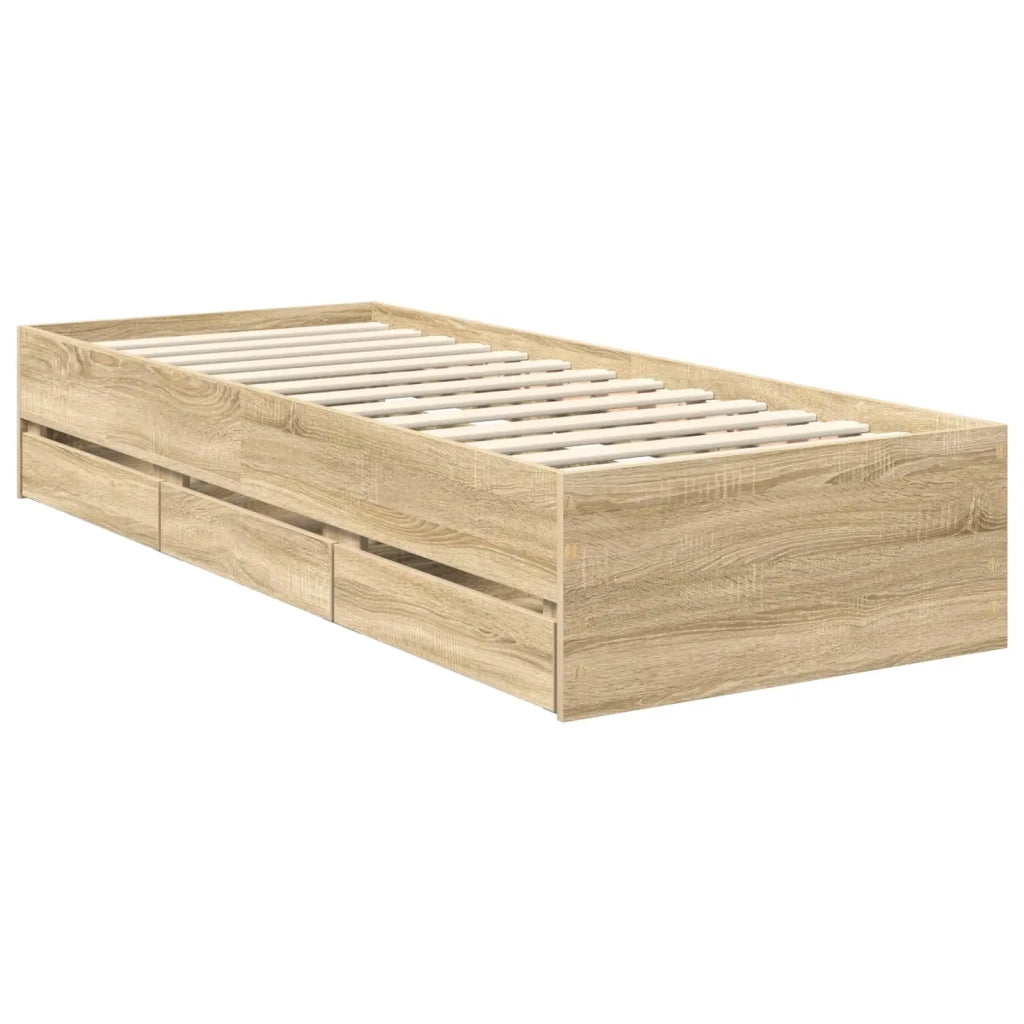 Struttura del letto con cassetto Rovere Sonoma 75 x 190 cm