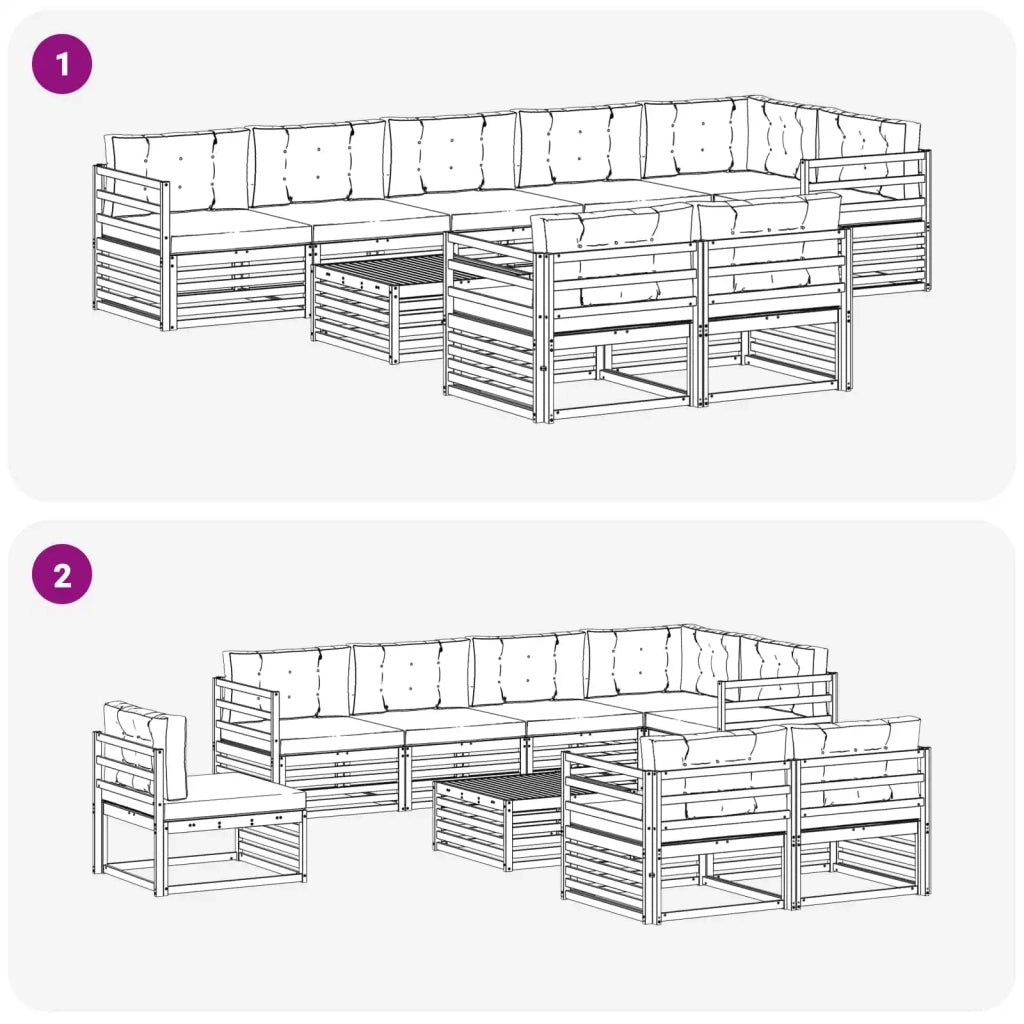 Set di divani da esterno 9 pcs Grigio Naturale e Chiaro 3373681